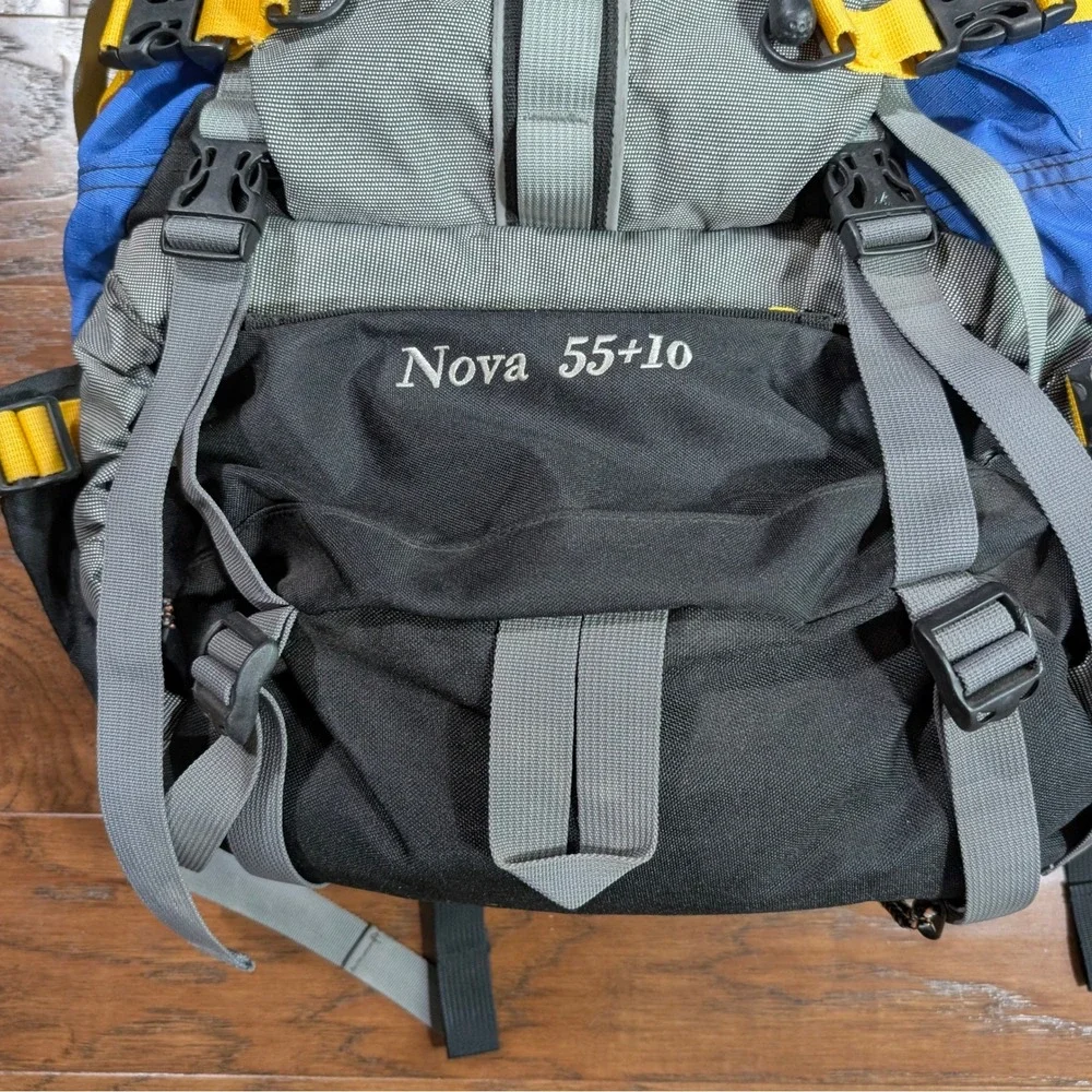 Hi-Tec Nova 55+10 Internal Frame Backpacking‎ Rucksack Blue Grey Adjustable Back